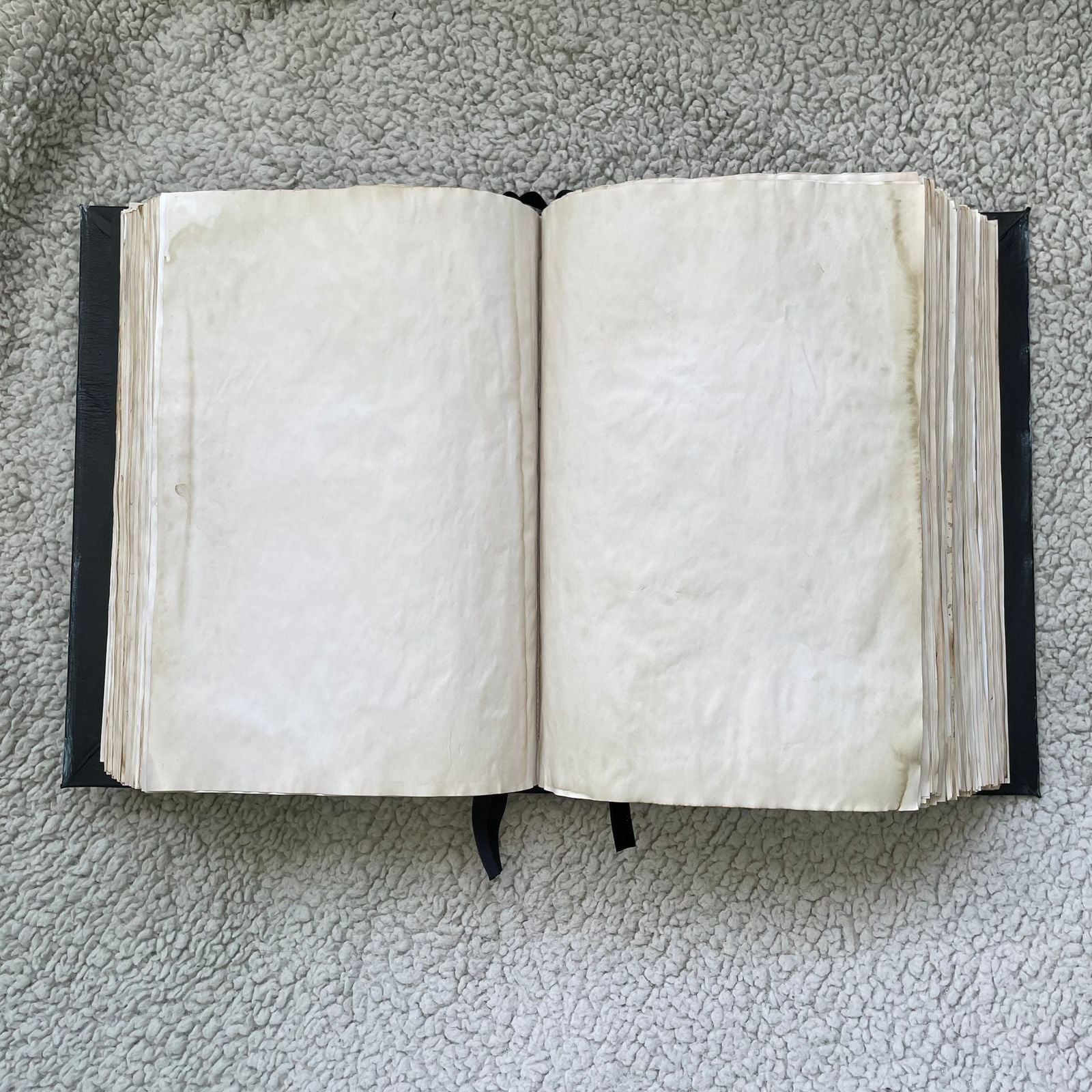 Handmade Black Leather Grimoire with Triquetra • Aged Spellbook • A4 Witchcraft Journal • 600 Pages