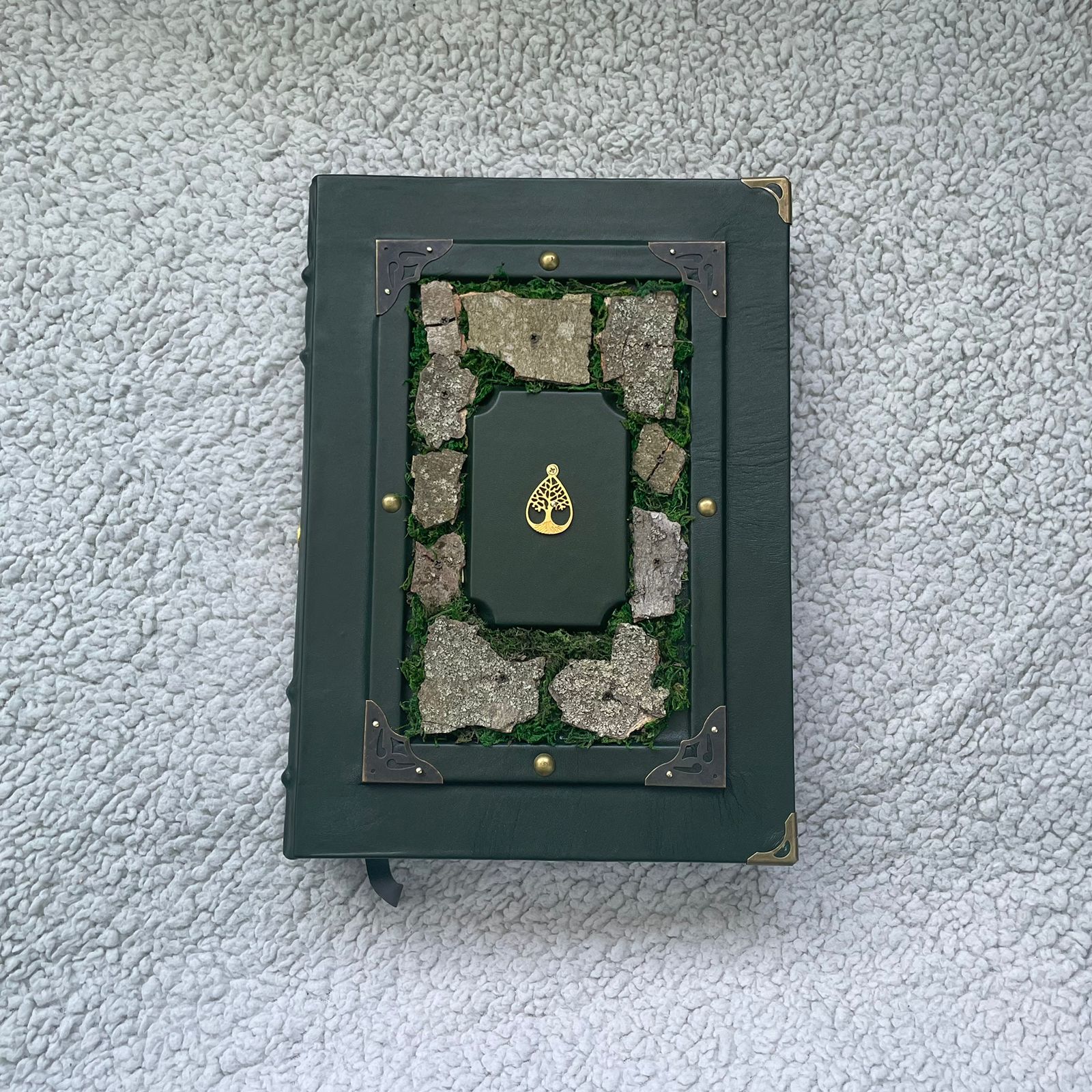 Deep Forest Grimoire - Handmade Leather Spellbook • Tree of Life Journal • Nature-Inspired Witchcraft Book
