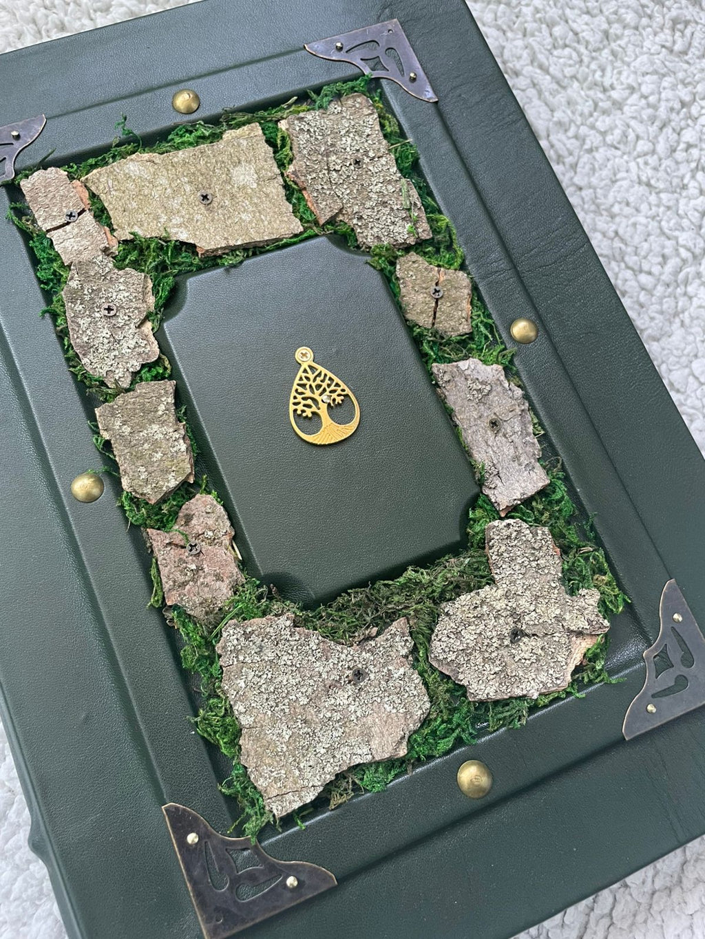 Deep Forest Grimoire - Handmade Leather Spellbook • Tree of Life Journal • Nature-Inspired Witchcraft Book