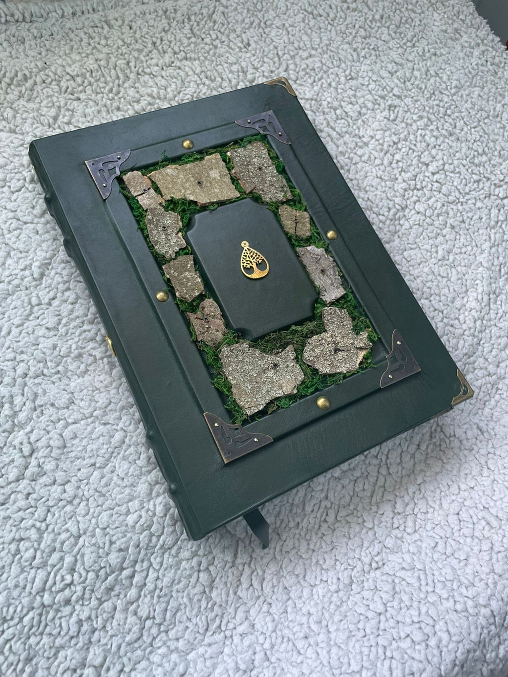 Deep Forest Grimoire - Handmade Leather Spellbook • Tree of Life Journal • Nature-Inspired Witchcraft Book