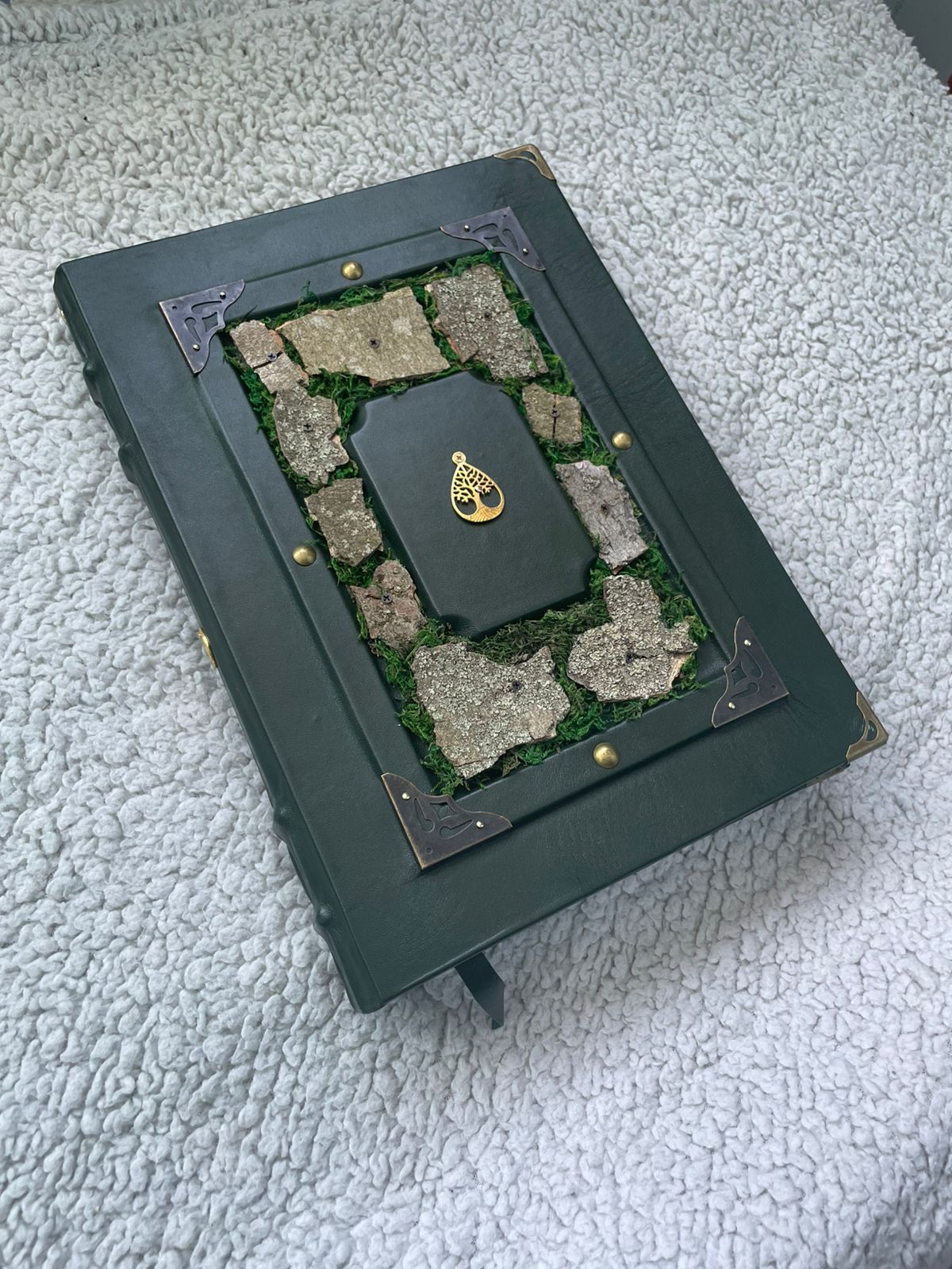 Deep Forest Grimoire - Handmade Leather Spellbook • Tree of Life Journal • Nature-Inspired Witchcraft Book