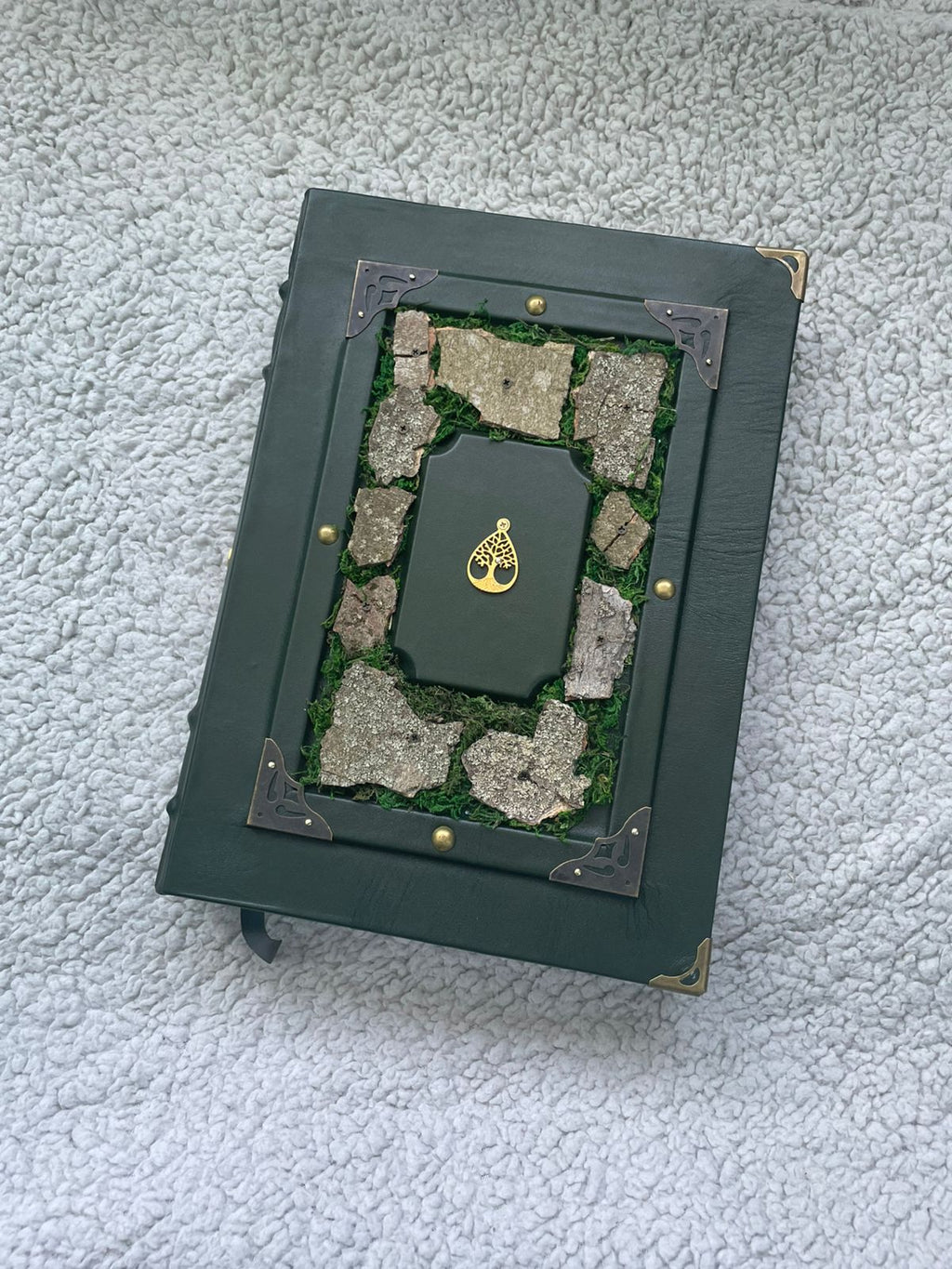 Deep Forest Grimoire - Handmade Leather Spellbook • Tree of Life Journal • Nature-Inspired Witchcraft Book