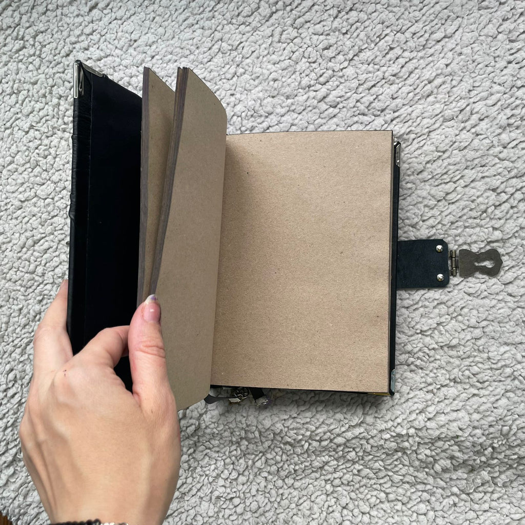 Gothic Leather Grimoire: Amethyst & Silver - Handmade Witchcraft Journal