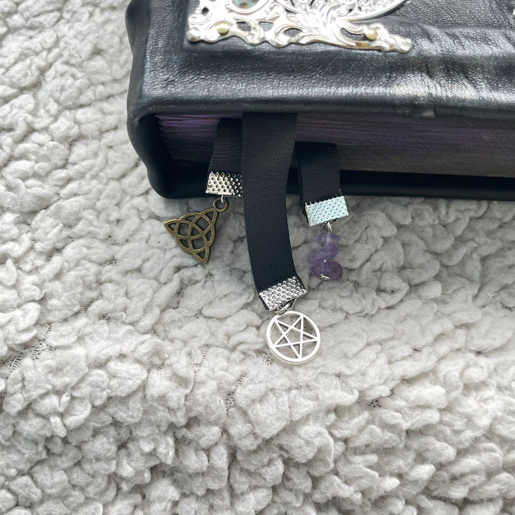 Gothic Leather Grimoire: Amethyst & Silver - Handmade Witchcraft Journal