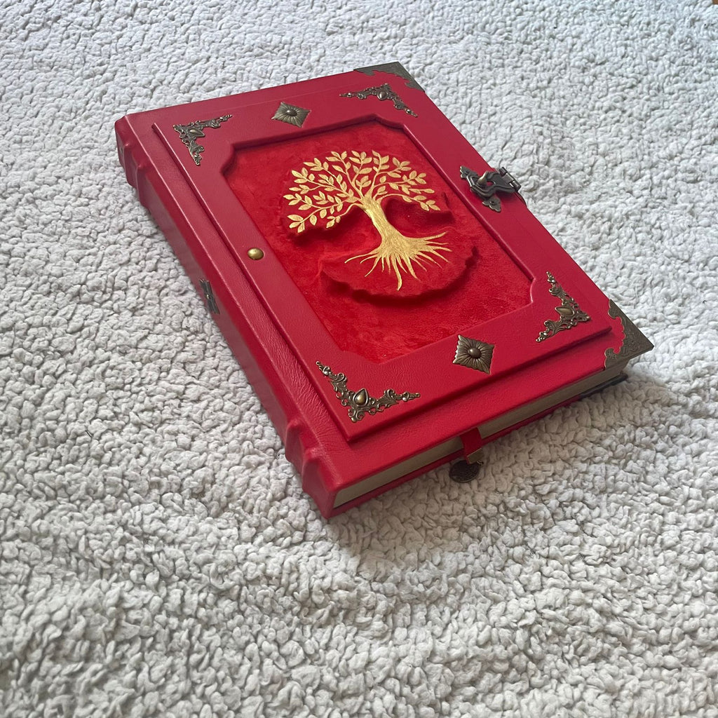 Red Leather Tree of Life Grimoire: Family Book of Shadows