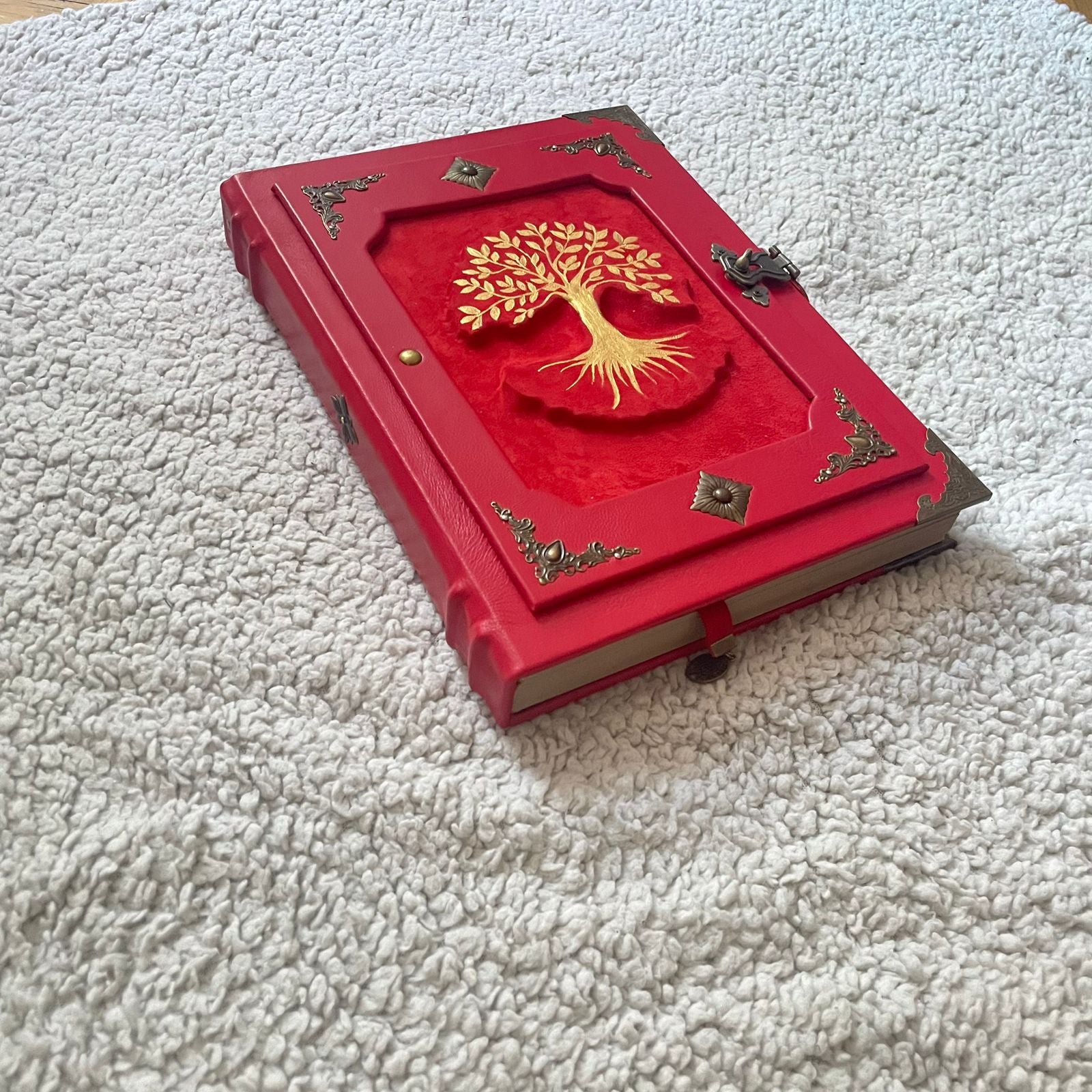 Red Leather Tree of Life Grimoire: Family Book of Shadows