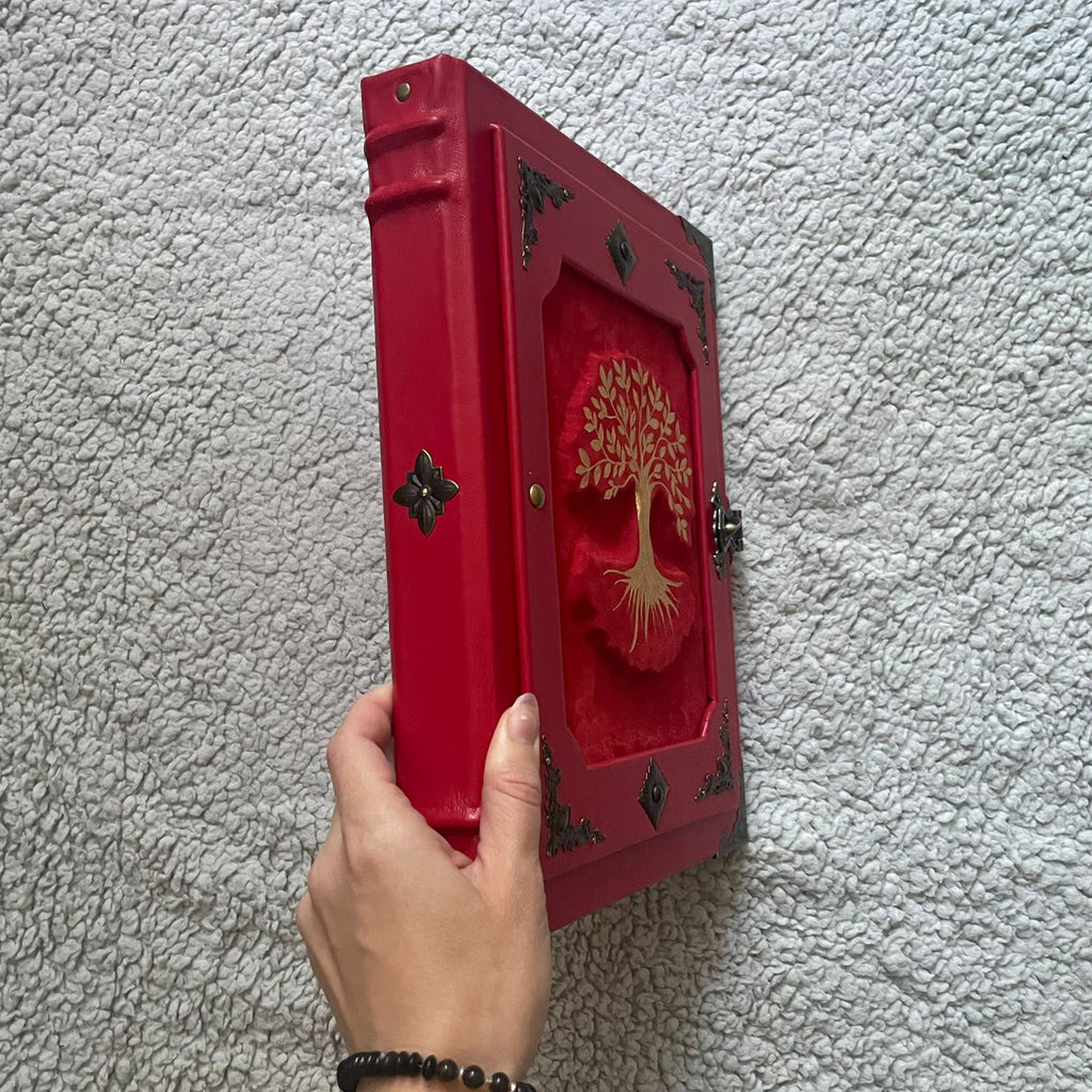 Red Leather Tree of Life Grimoire: Family Book of Shadows