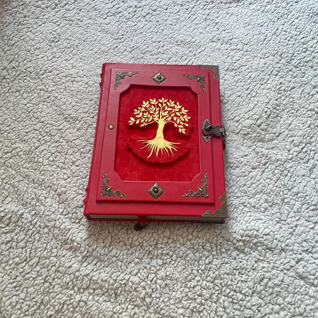 Red Leather Tree of Life Grimoire: Family Book of Shadows