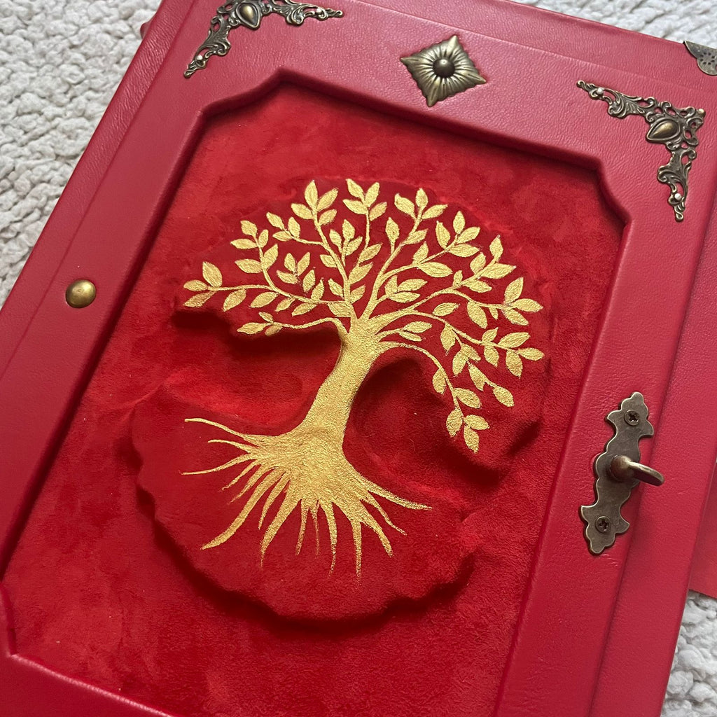 Red Leather Tree of Life Grimoire: Family Book of Shadows