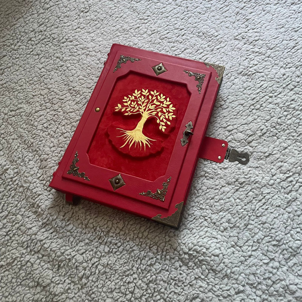 Red Leather Tree of Life Grimoire: Family Book of Shadows