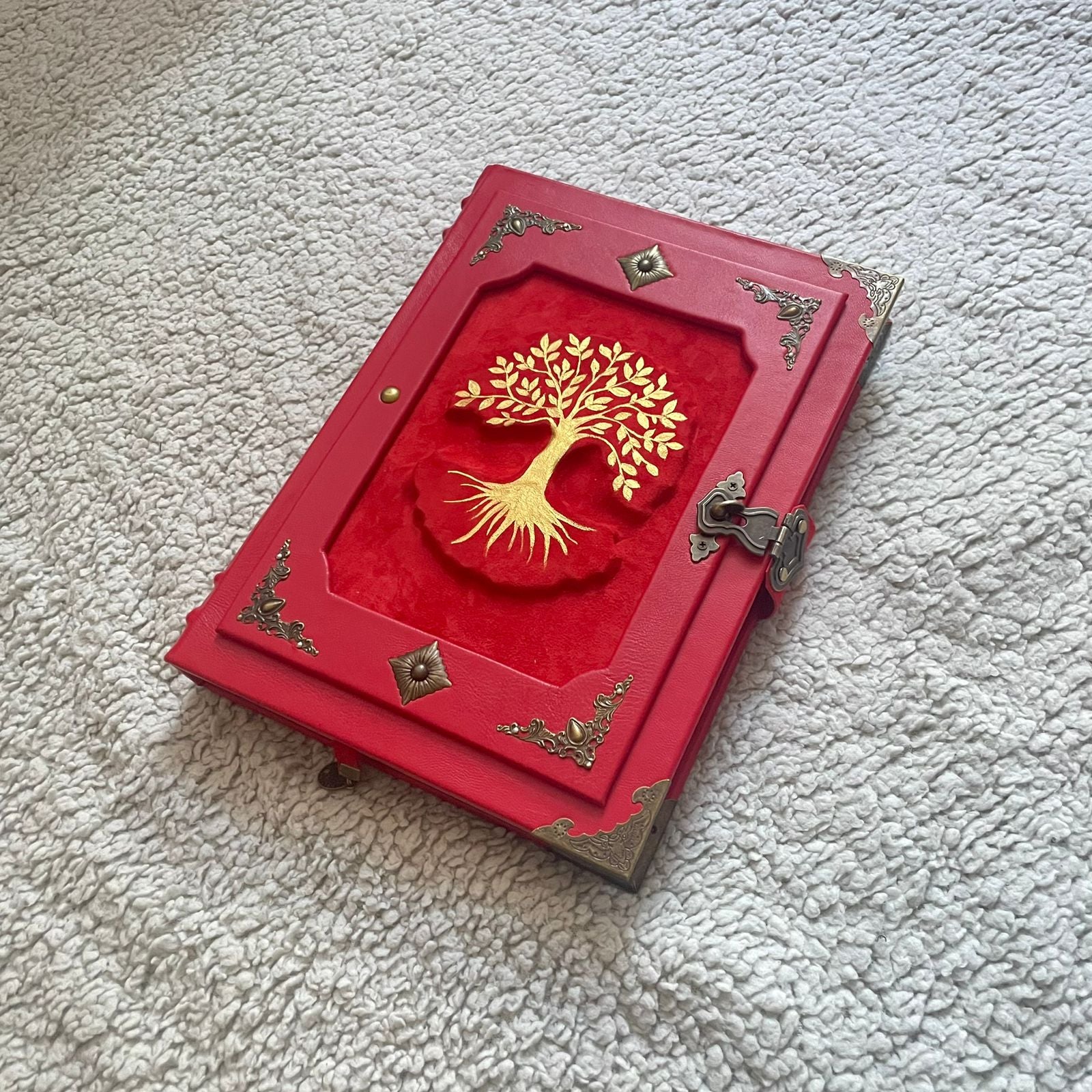 Red Leather Tree of Life Grimoire: Family Book of Shadows