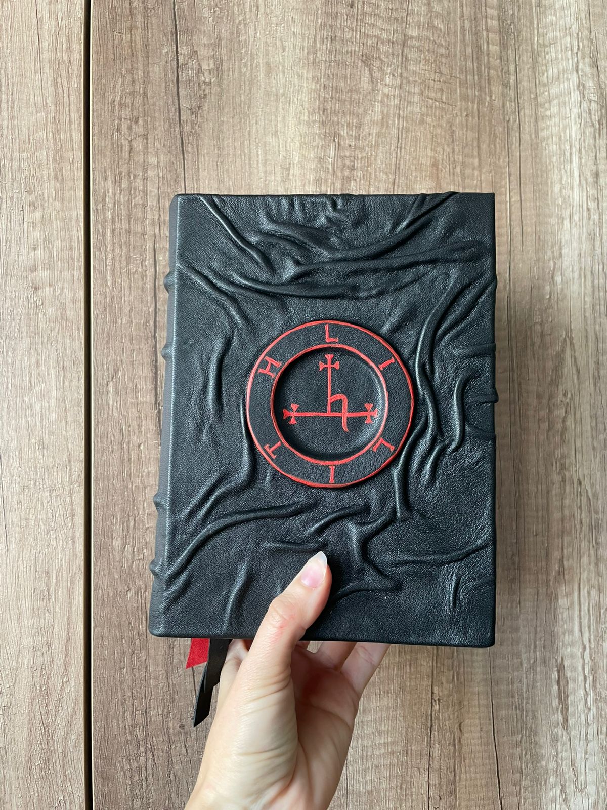 Lilith Sigil Grimoire • A5 Black Leather Spellbook • Handmade Witchcraft Journal