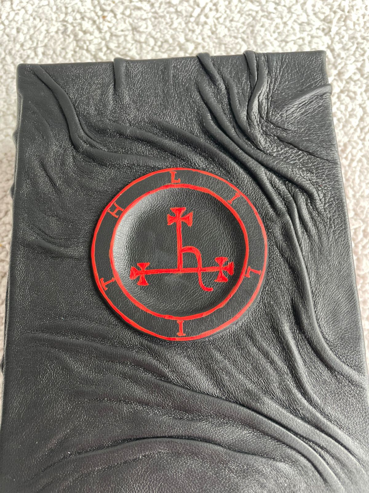 Lilith Sigil Grimoire • A5 Black Leather Spellbook • Handmade Witchcraft Journal