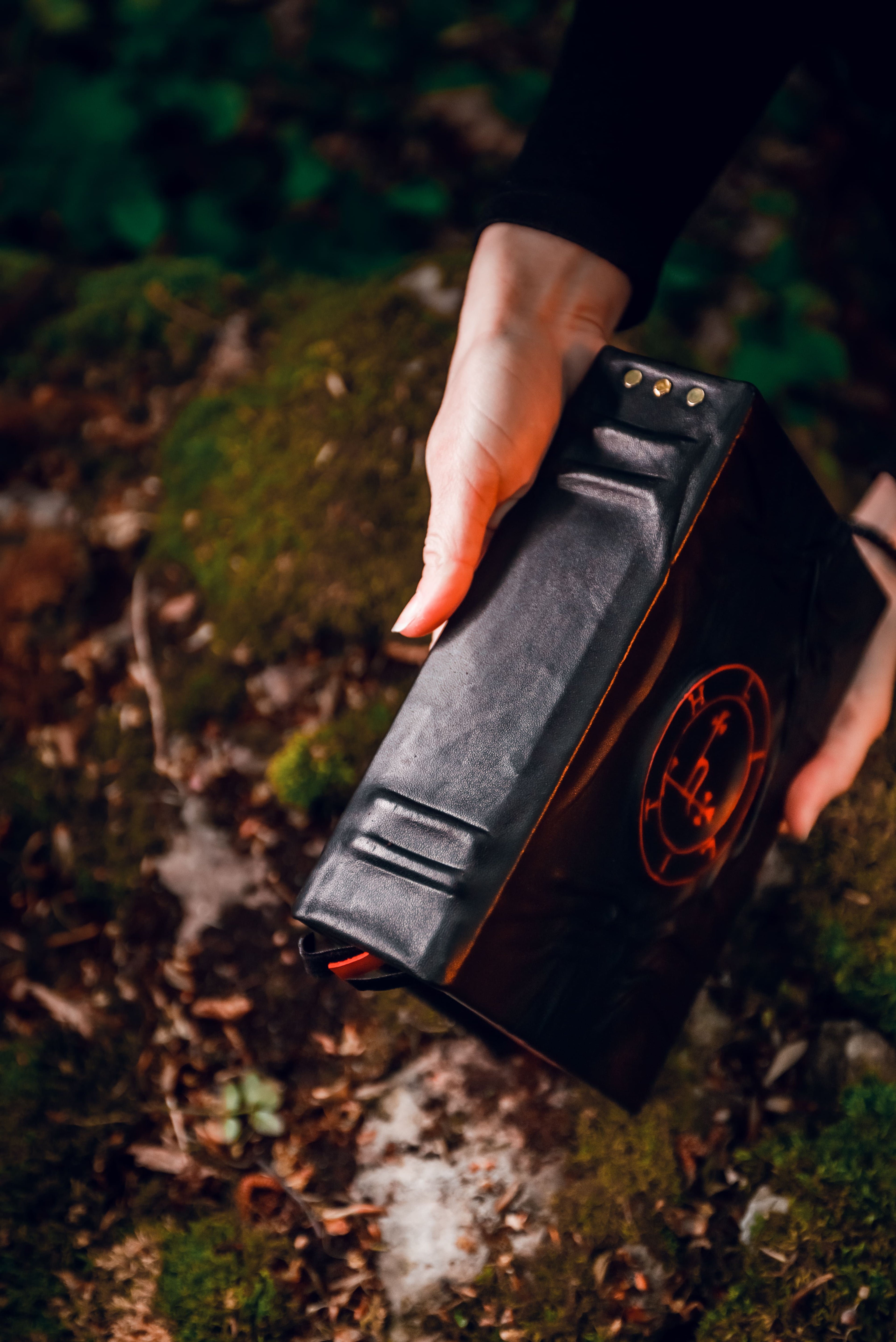 Lilith Sigil Grimoire • A5 Black Leather Spellbook • Handmade Witchcraft Journal