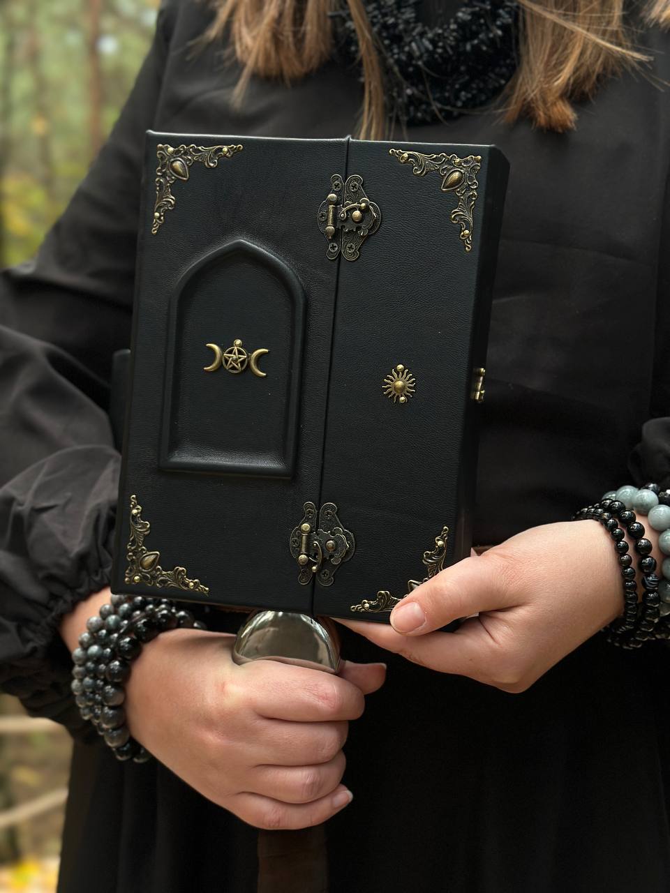 Personalized Leather Book of Shadows — “Magic Door” Grimoire