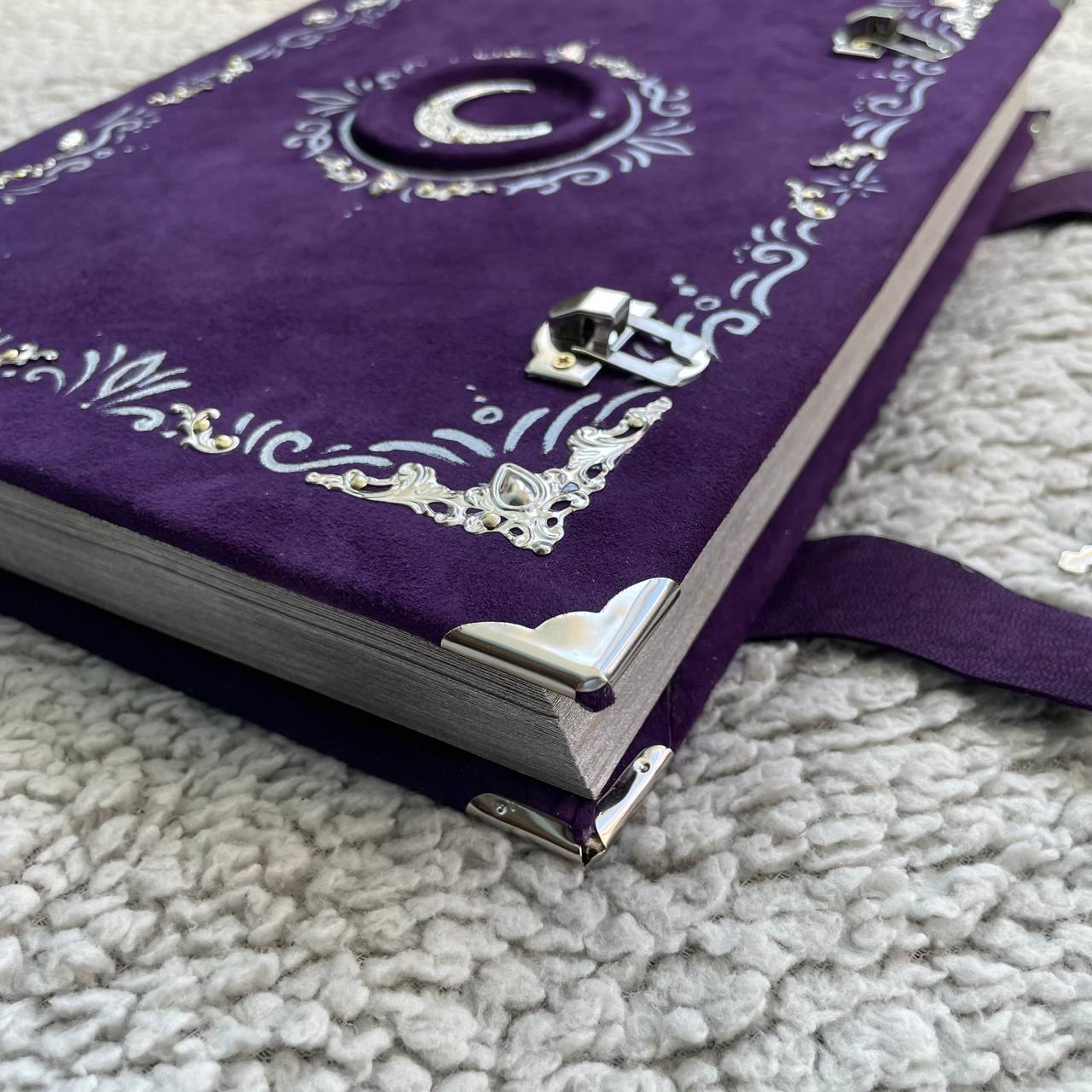 Handmade Suede Grimoire – Witchcraft Book of Shadows with Lock