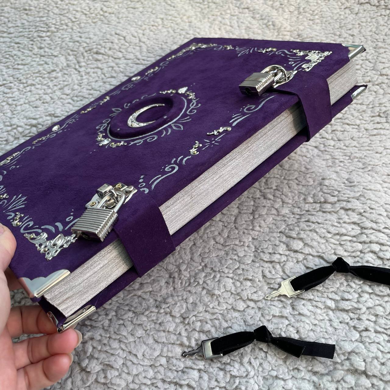 Handmade Suede Grimoire – Witchcraft Book of Shadows with Lock