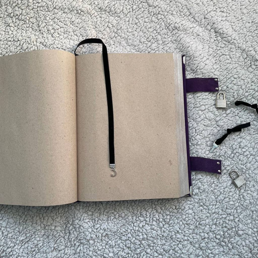 Handmade Suede Grimoire – Witchcraft Book of Shadows with Lock