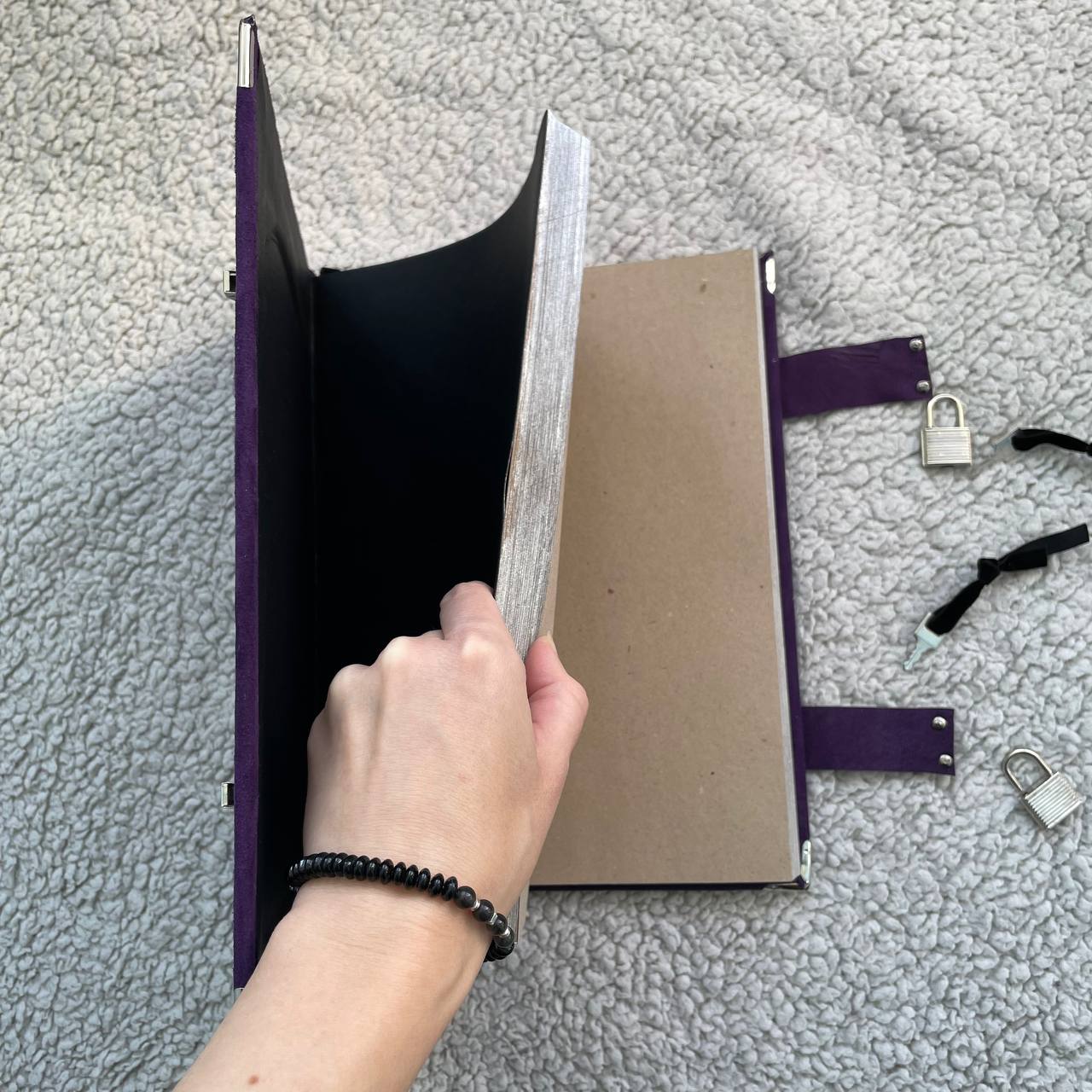 Handmade Suede Grimoire – Witchcraft Book of Shadows with Lock