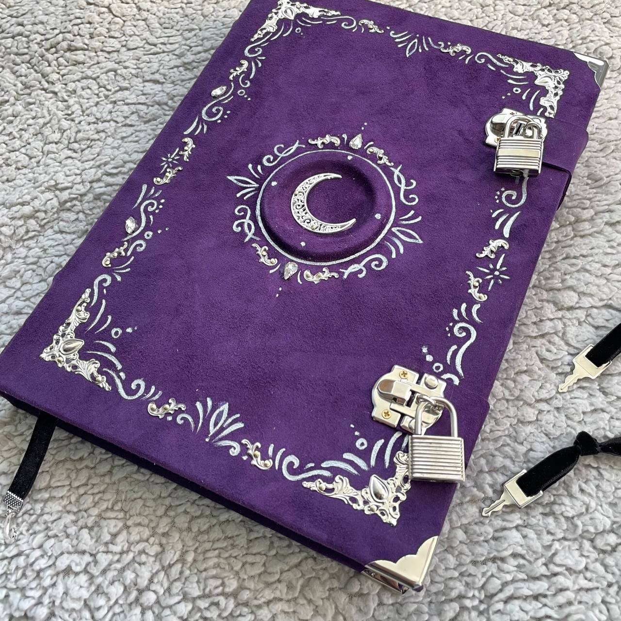 Handmade Suede Grimoire – Witchcraft Book of Shadows with Lock