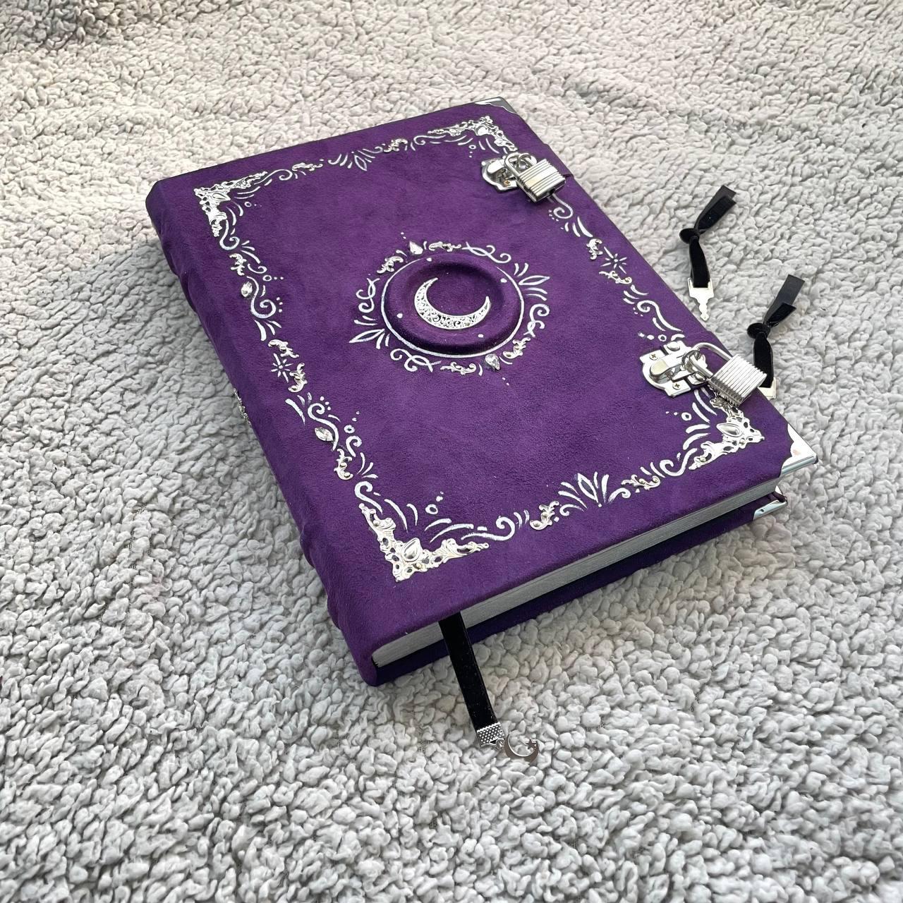 Handmade Suede Grimoire – Witchcraft Book of Shadows with Lock