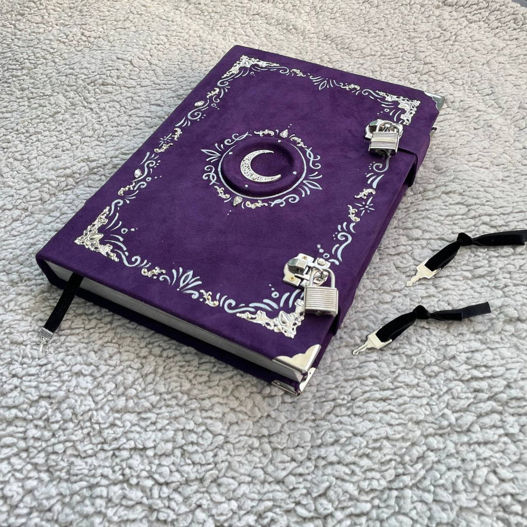 Handmade Suede Grimoire – Witchcraft Book of Shadows with Lock