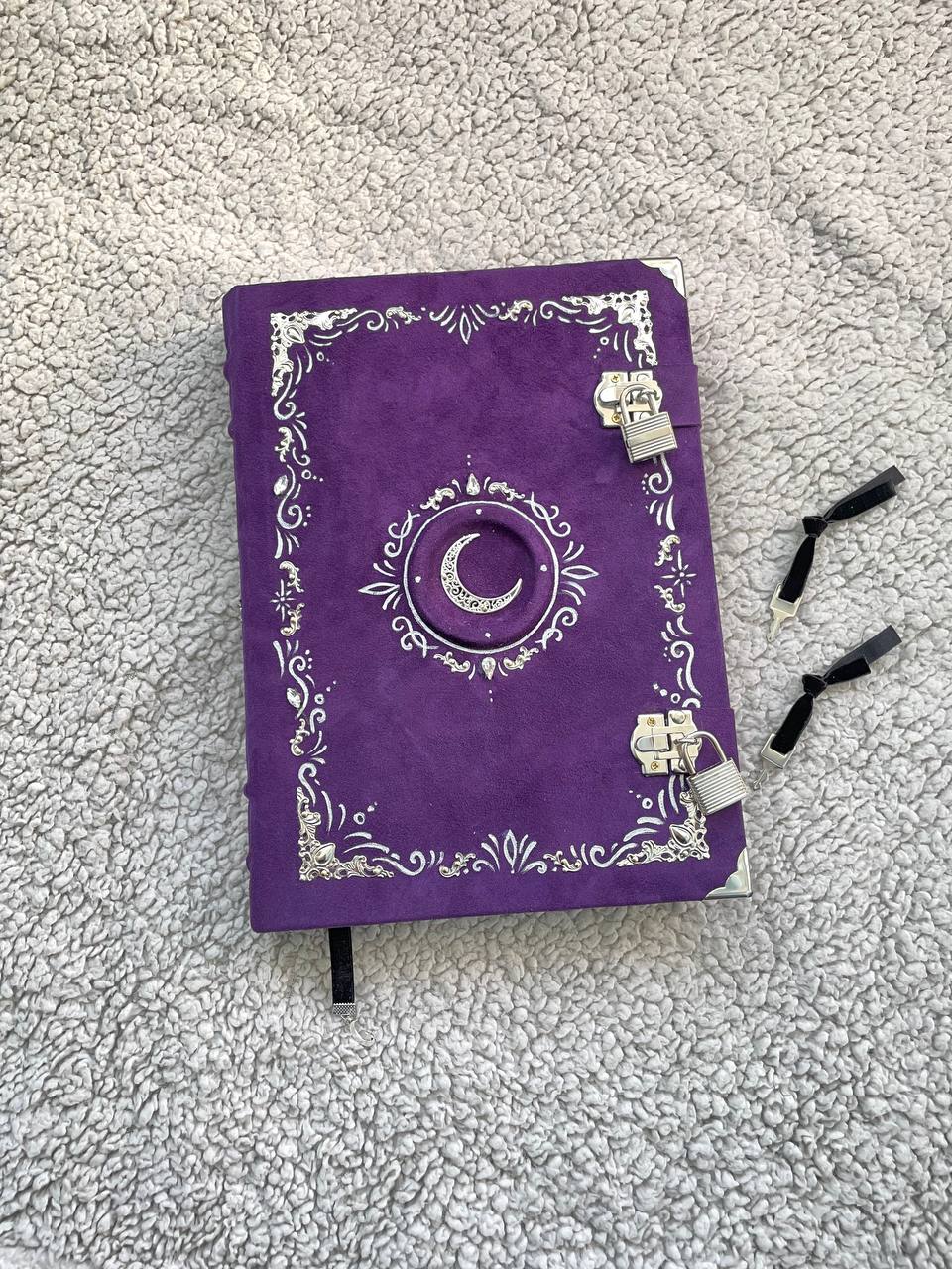 Handmade Suede Grimoire – Witchcraft Book of Shadows with Lock