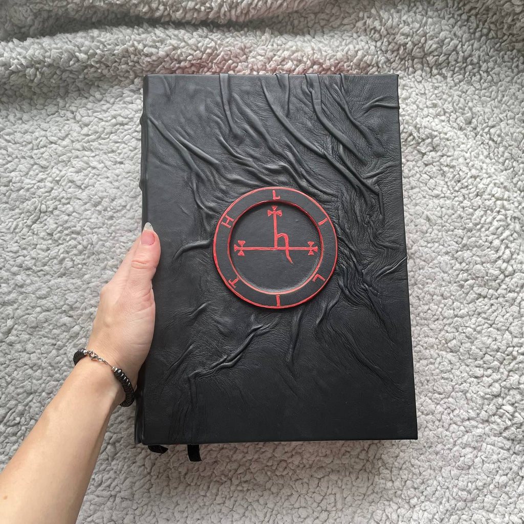 Lilith Sigil Grimoire – A4 Black Leather Witchcraft Journal | 600 Pages Handmade Spellbook