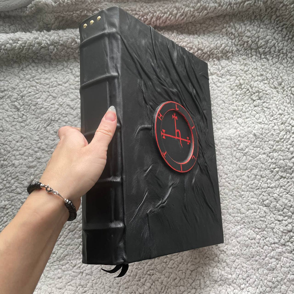 Lilith Sigil Grimoire – A4 Black Leather Witchcraft Journal | 600 Pages Handmade Spellbook