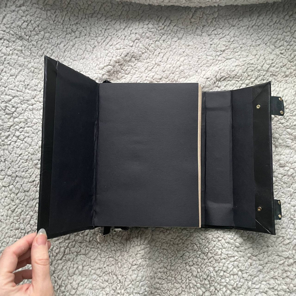 Lilac Fern Grimoire – Handcrafted Leather Spellbook with Triple Moon