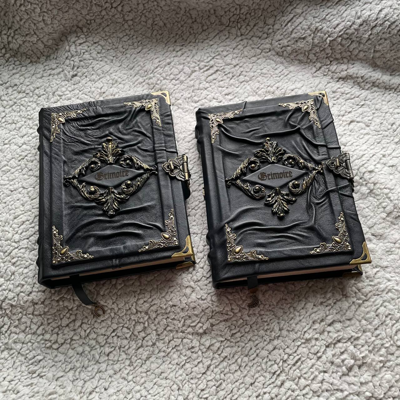 Gothic Black Leather Grimoire Handmade Witchcraft Spellbook