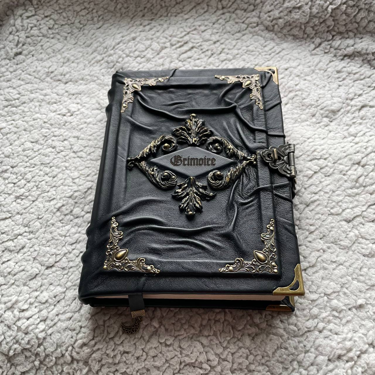Gothic Black Leather Grimoire Handmade Witchcraft Spellbook