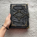 Gothic Black Leather Grimoire Handmade Witchcraft Spellbook