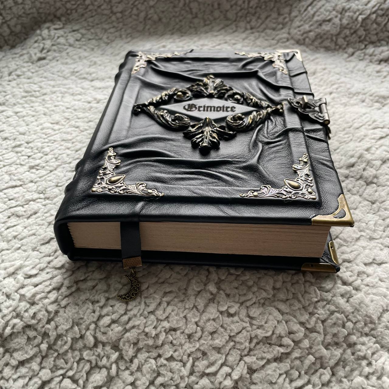 Gothic Black Leather Grimoire Handmade Witchcraft Spellbook