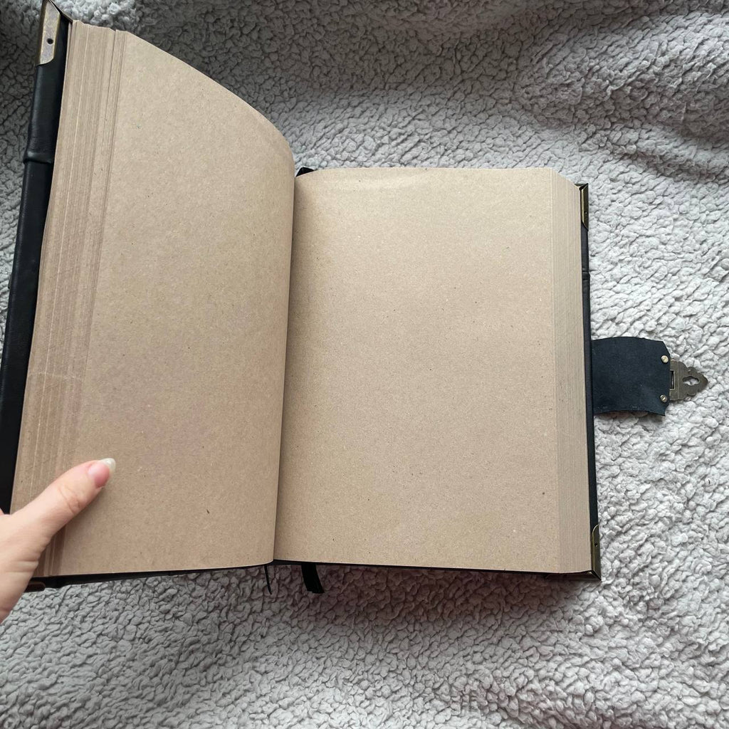 Saturn” Grimoire — Handmade Black Leather Spellbook for Planetary Magic, Astrology & Occult Rituals