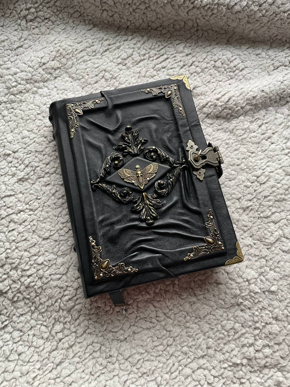 Death’s Head Moth Grimoire – Gothic Leather Witchcraft Journal for Dark Arts