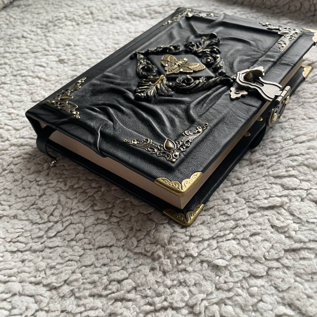 Death’s Head Moth Grimoire – Gothic Leather Witchcraft Journal for Dark Arts