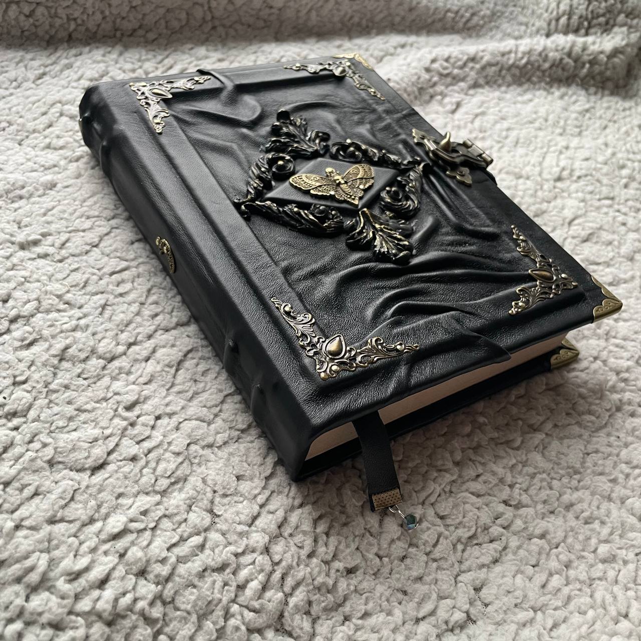 Death’s Head Moth Grimoire – Gothic Leather Witchcraft Journal for Dark Arts