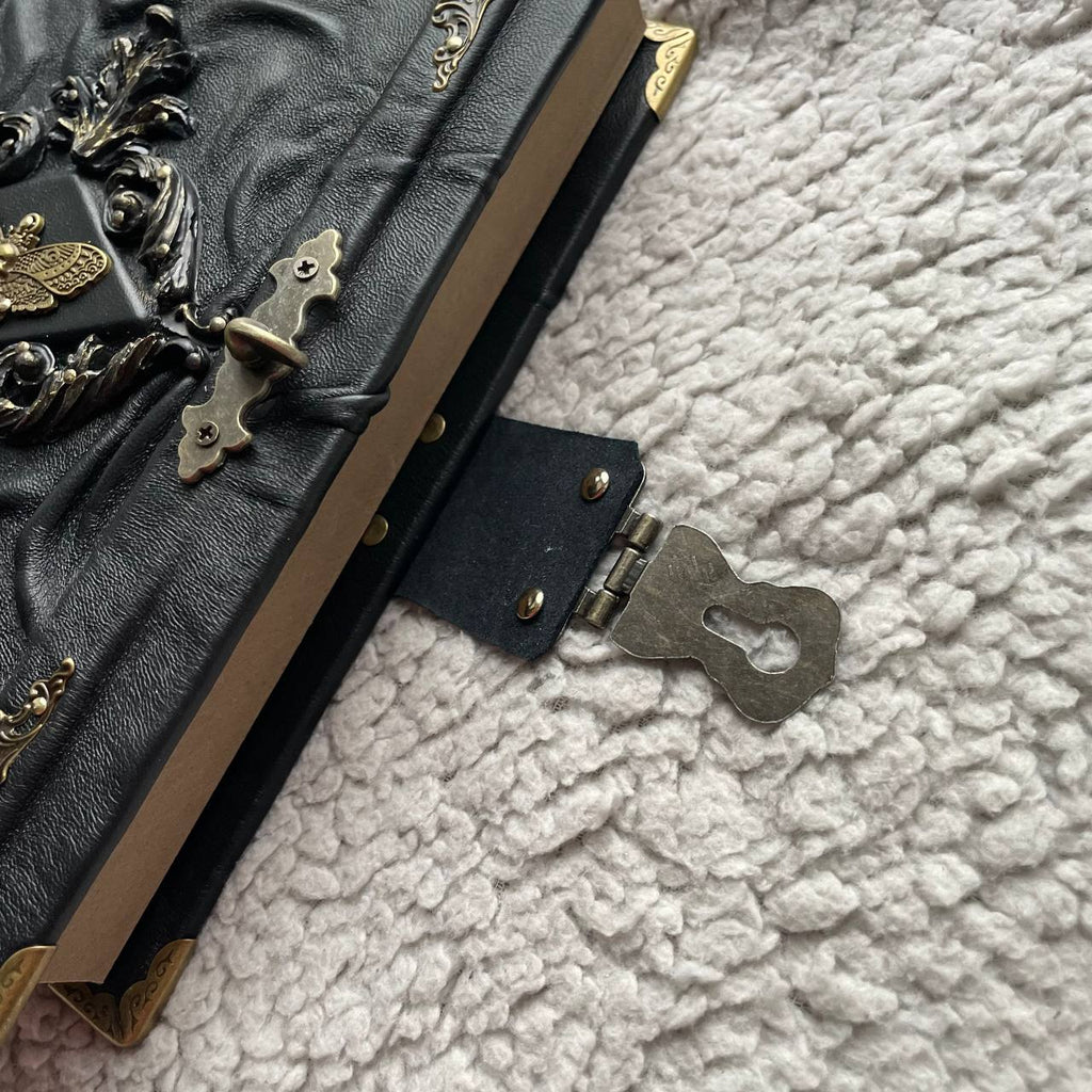 Death’s Head Moth Grimoire – Gothic Leather Witchcraft Journal for Dark Arts