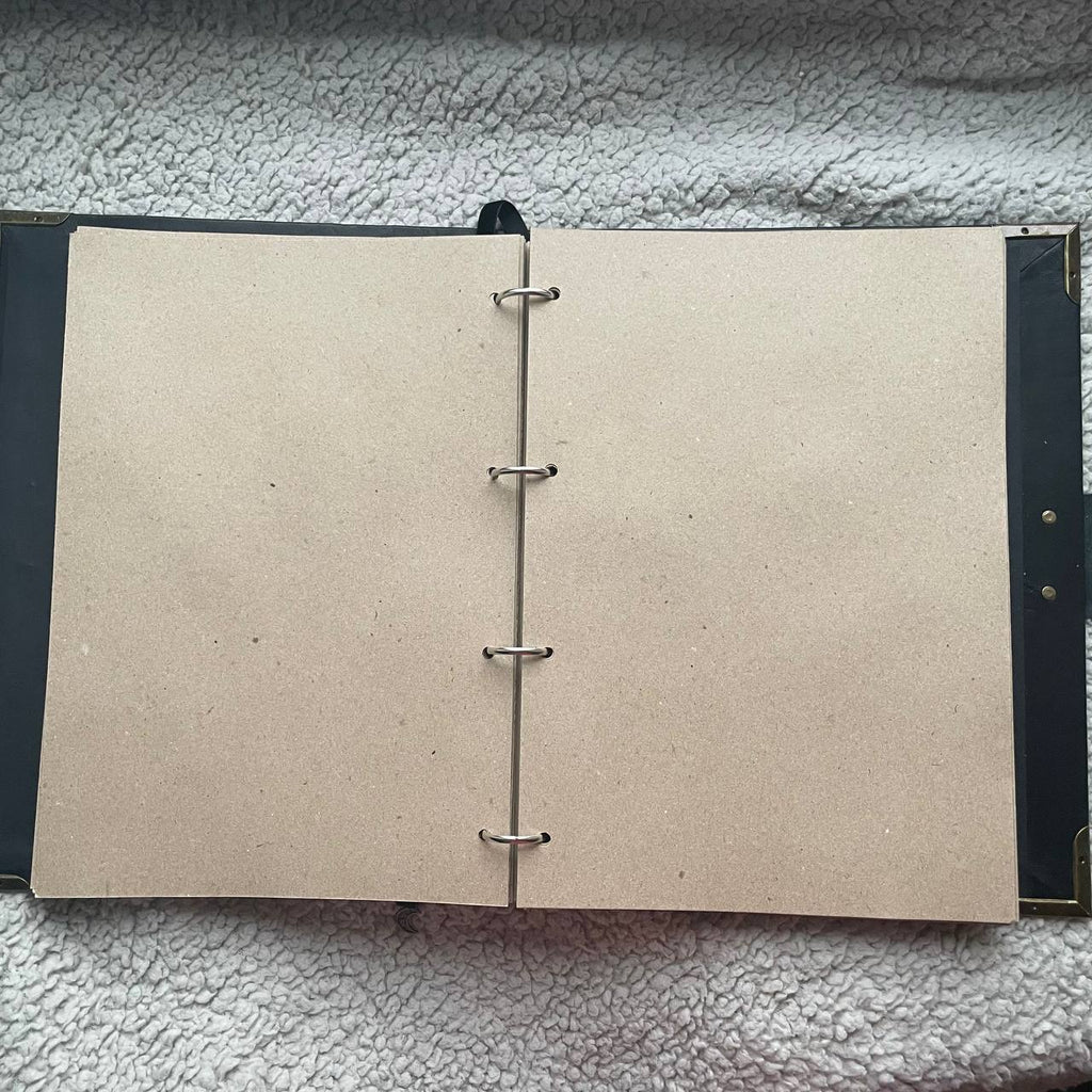 Black Moon A4 Leather Binder Grimoire | Refillable Witchcraft Book | Triple Moon Symbol