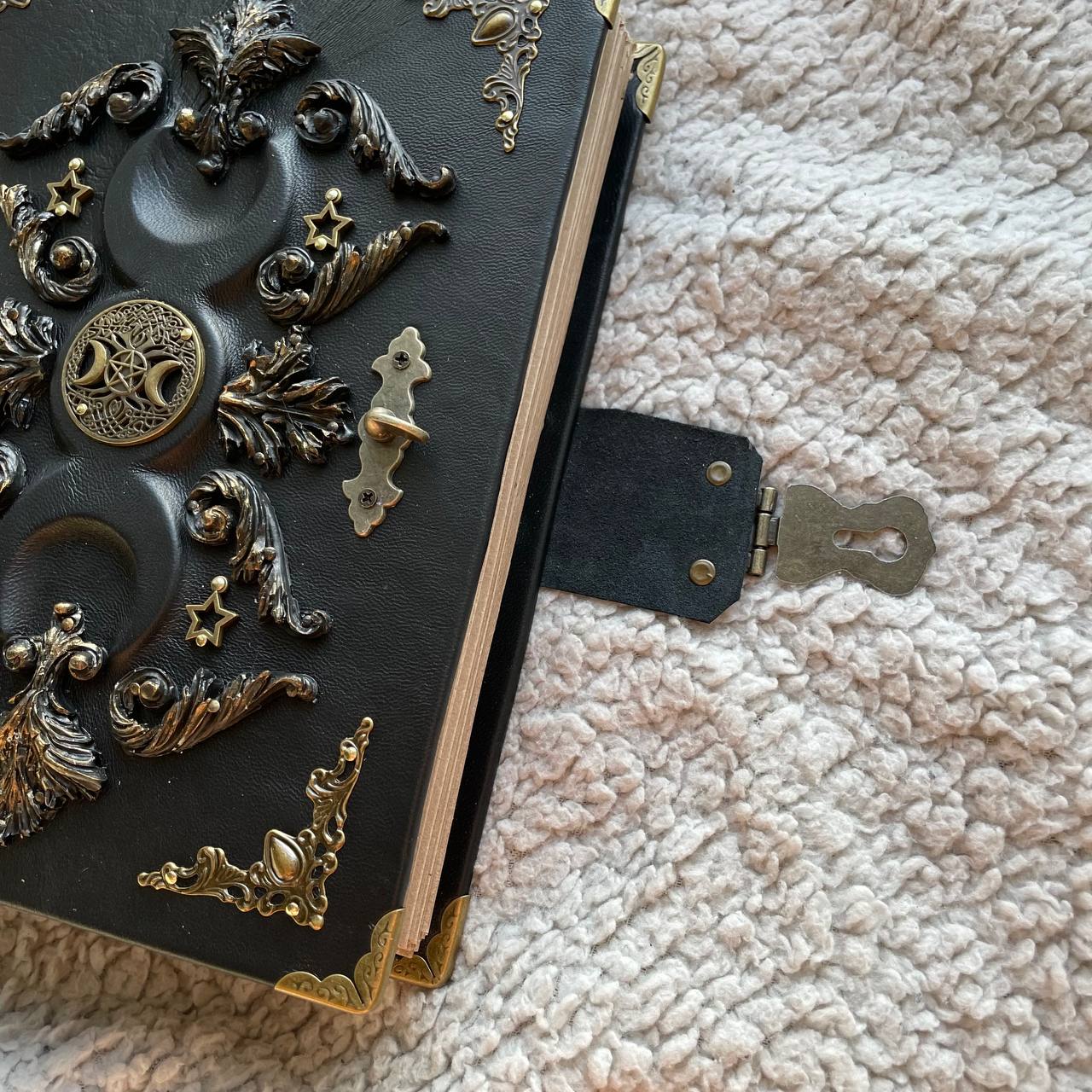 Leather Grimoire Binder with Triple Moon Phase & Tree of Life