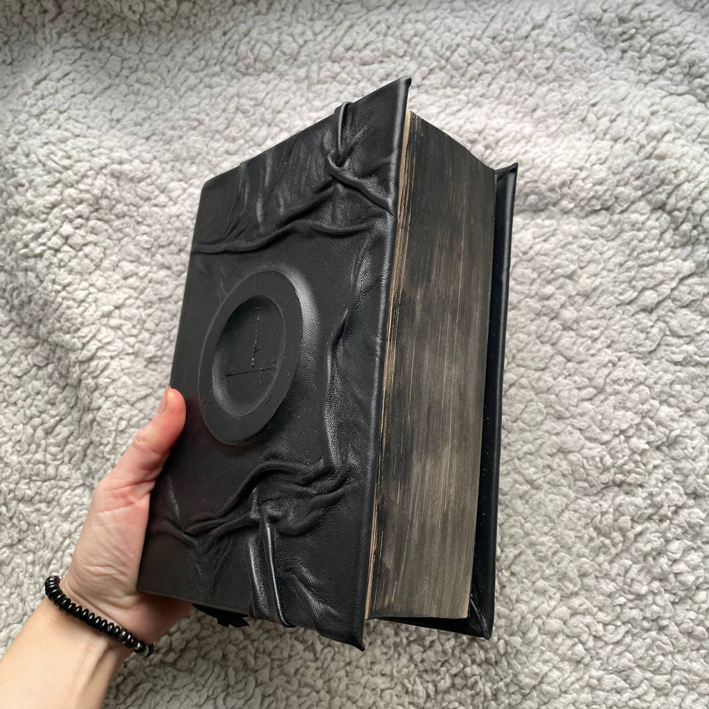 Dark Witchcraft Grimoire • Textured Black Leather • Lilith Sigil • Handmade Spellbook