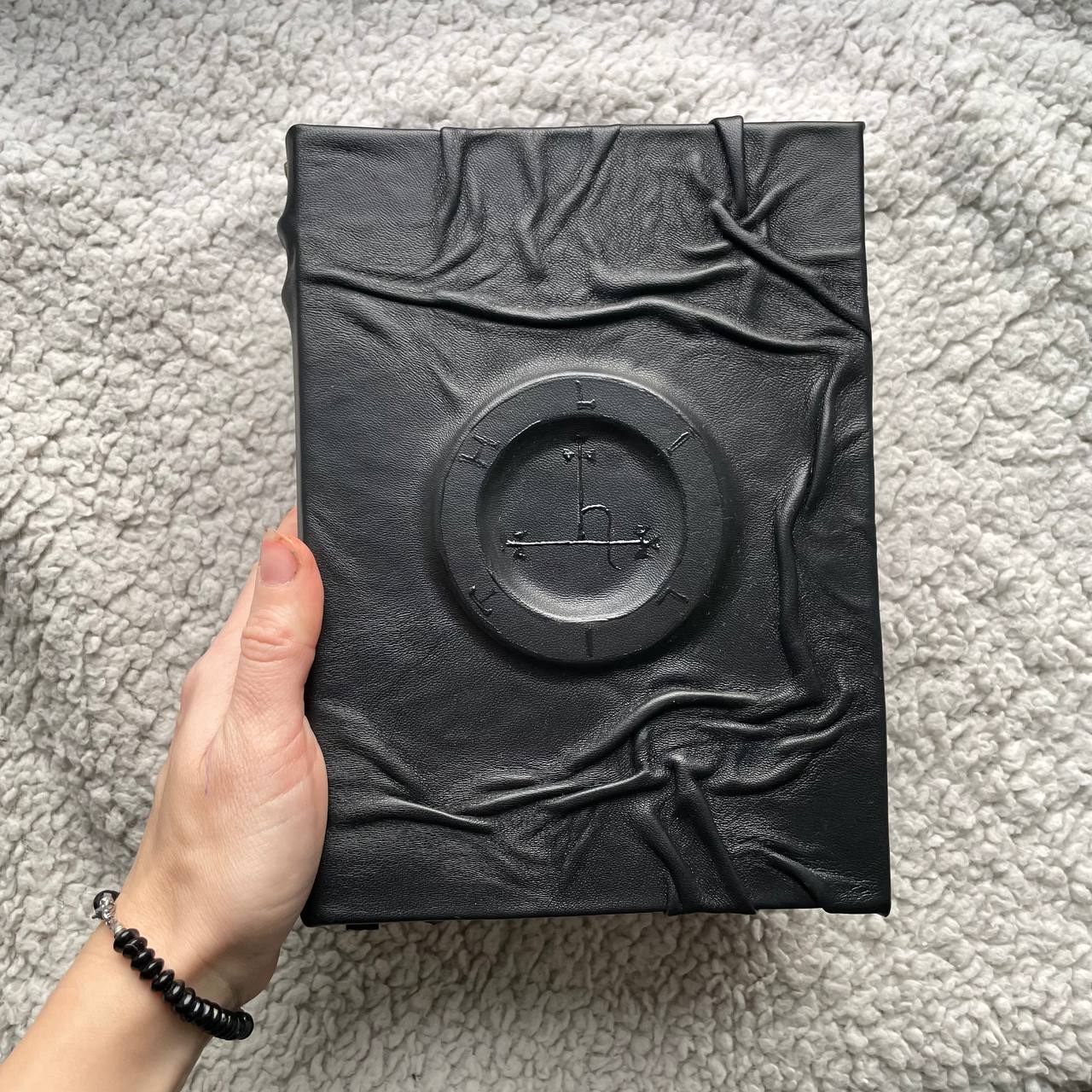 Dark Witchcraft Grimoire • Textured Black Leather • Lilith Sigil • Handmade Spellbook