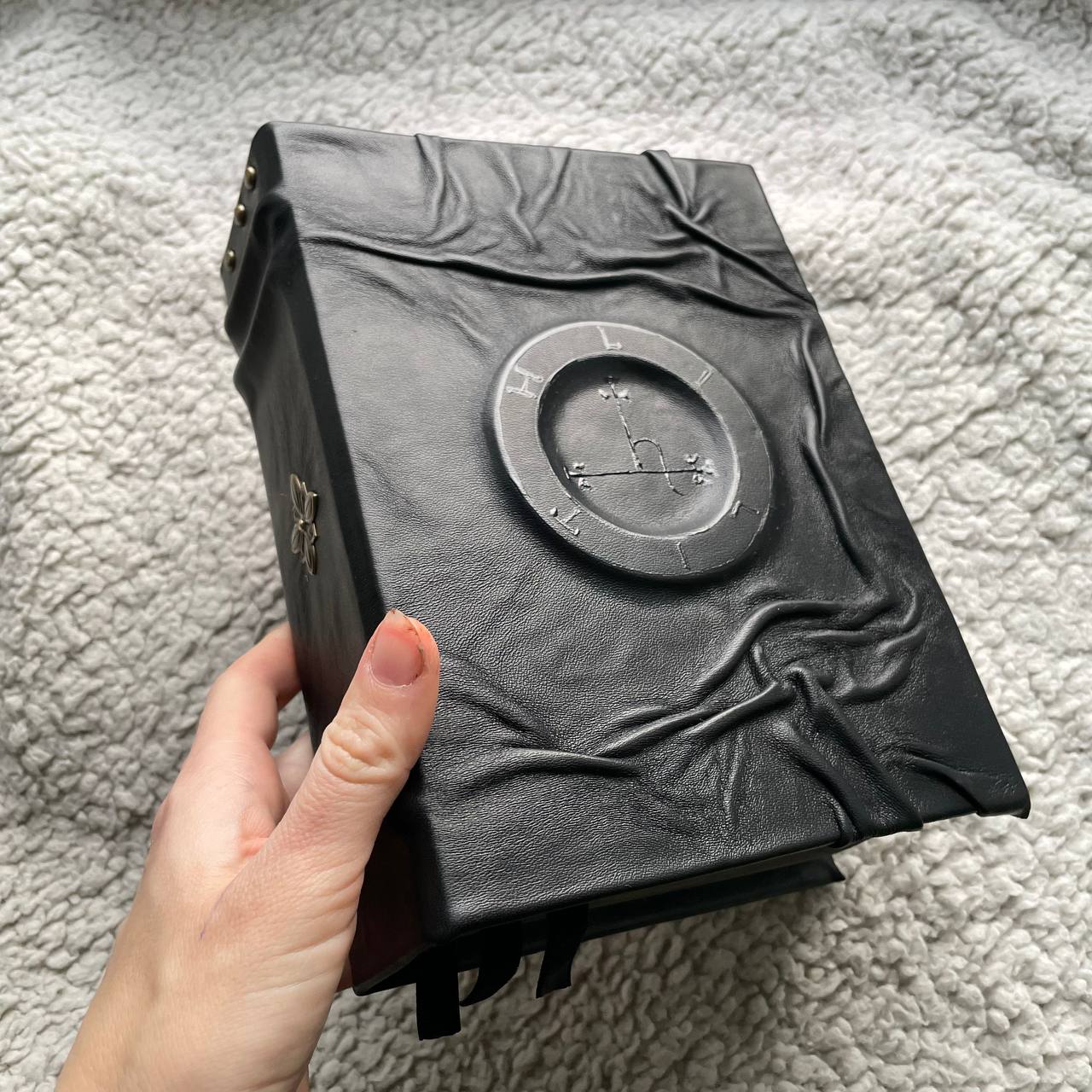 Dark Witchcraft Grimoire • Textured Black Leather • Lilith Sigil • Handmade Spellbook