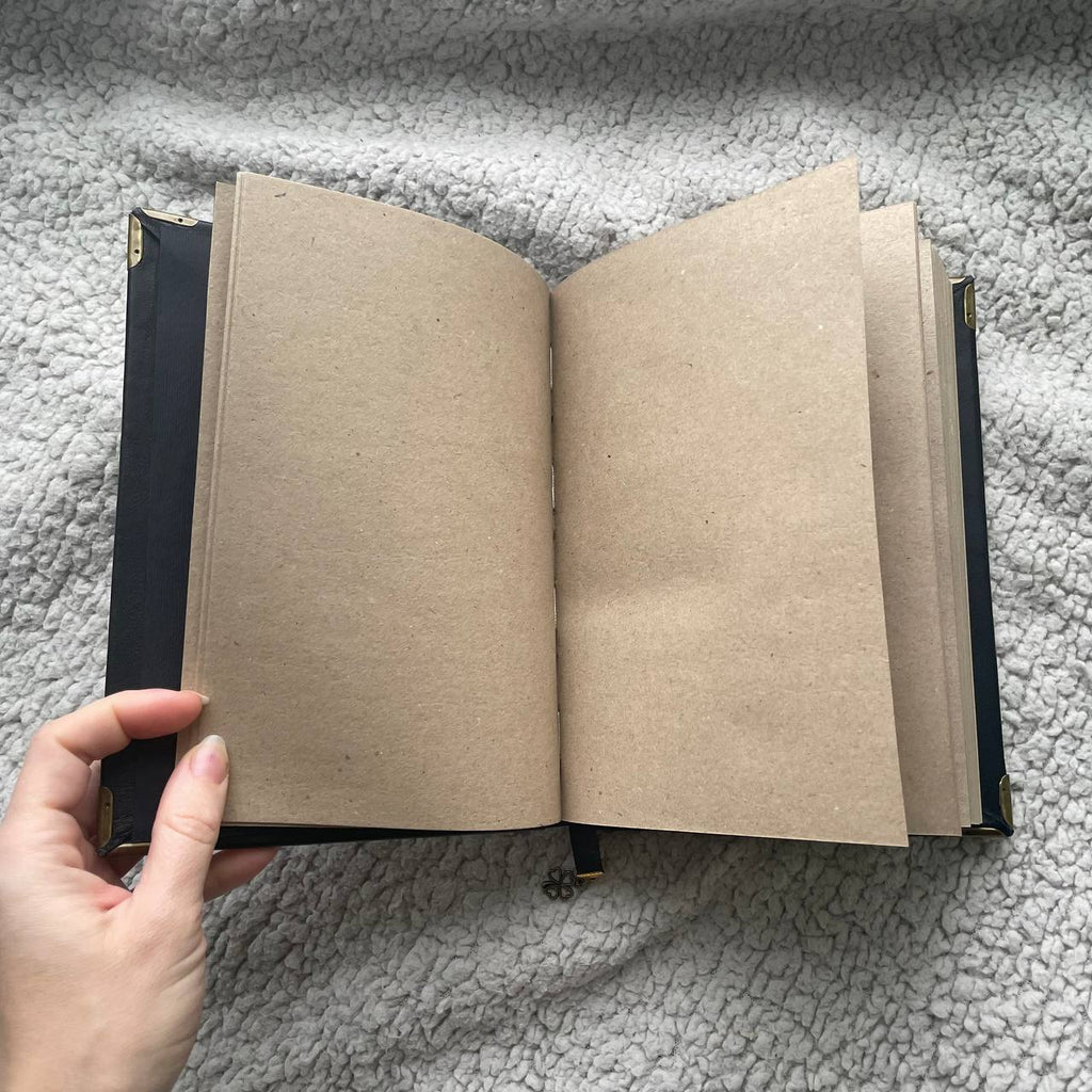 Handmade Black Moon Grimoire Leather Witchcraft Journal