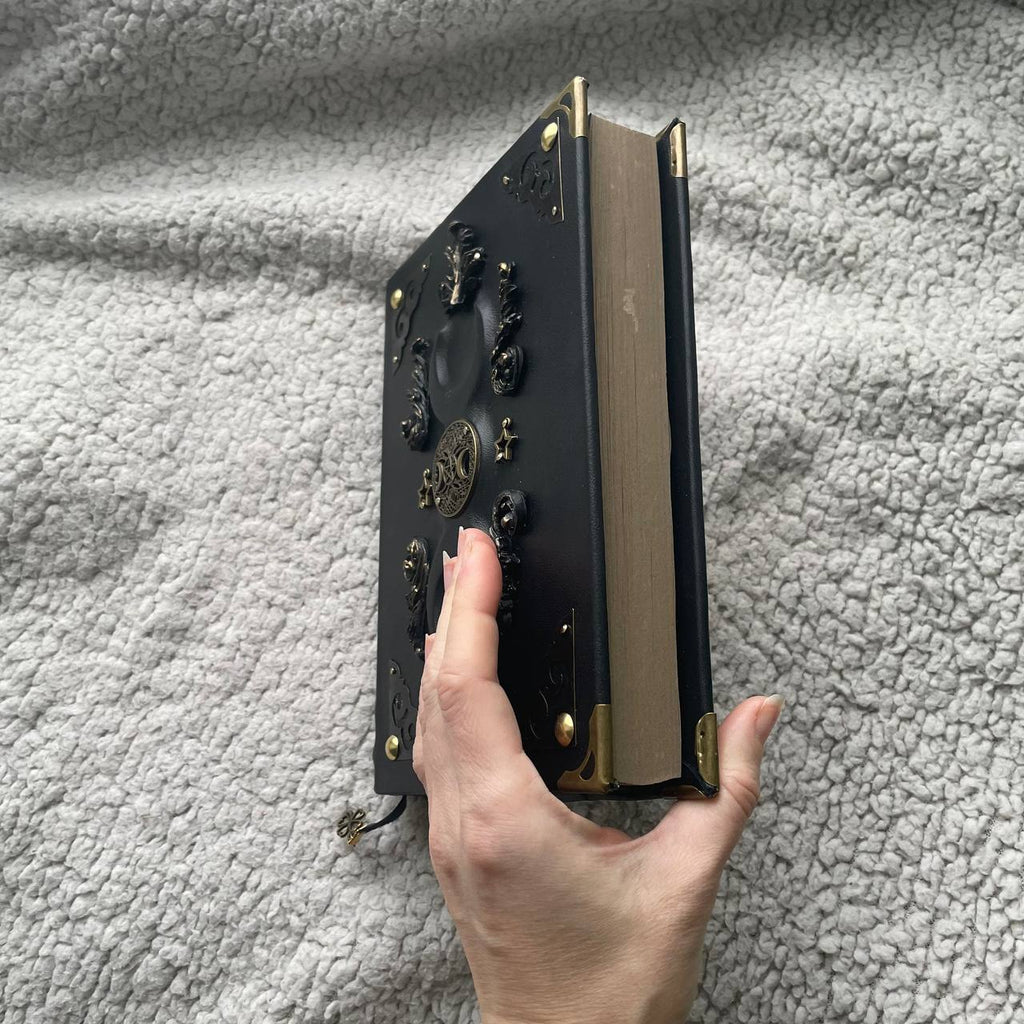 Handmade Black Moon Grimoire Leather Witchcraft Journal