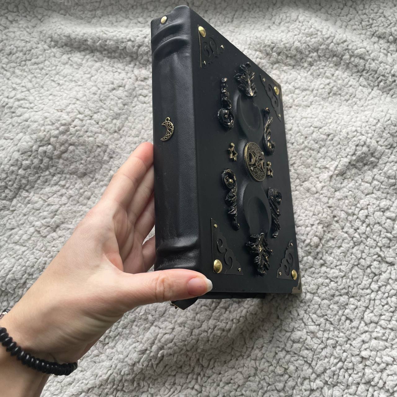 Handmade Black Moon Grimoire Leather Witchcraft Journal