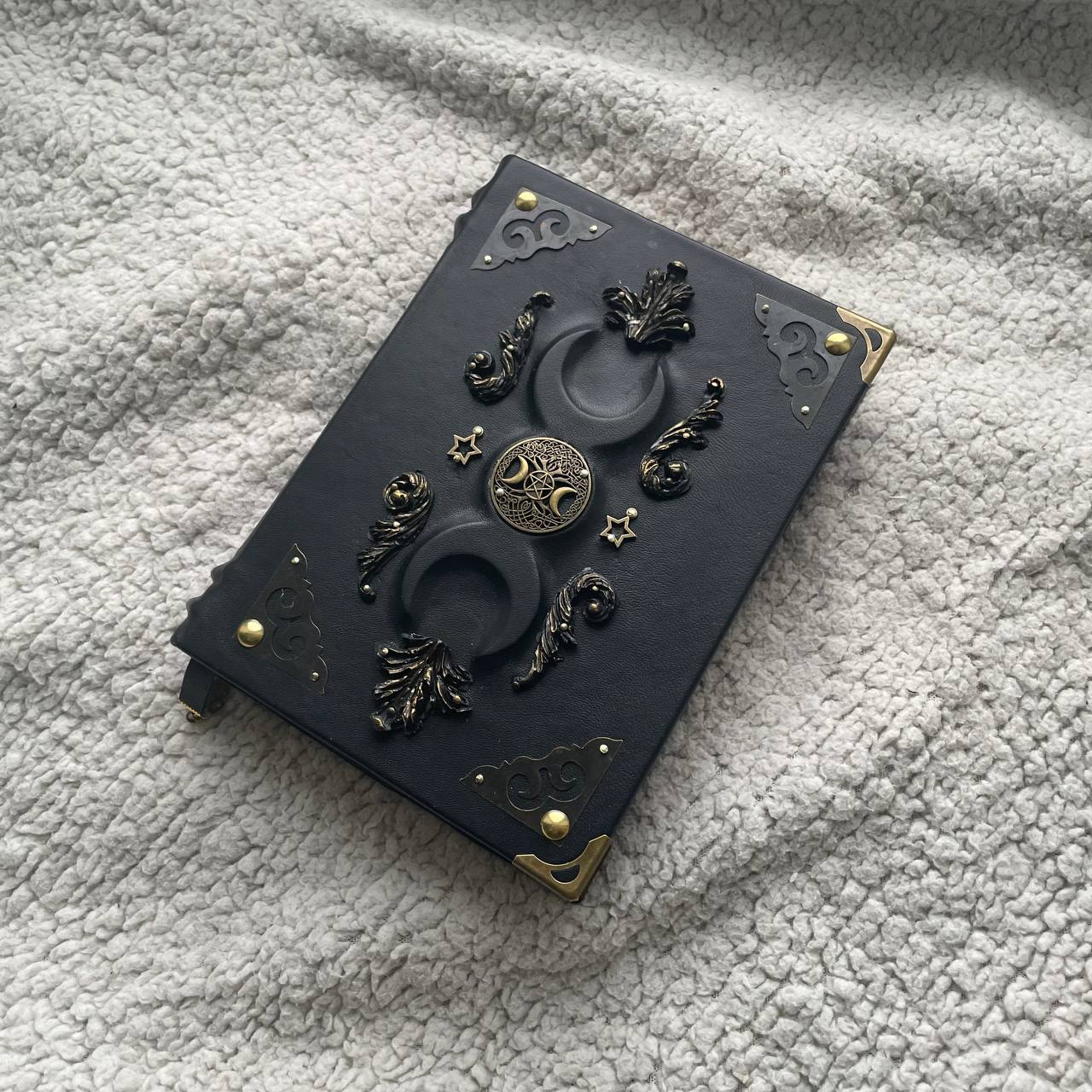 Handmade Black Moon Grimoire Leather Witchcraft Journal