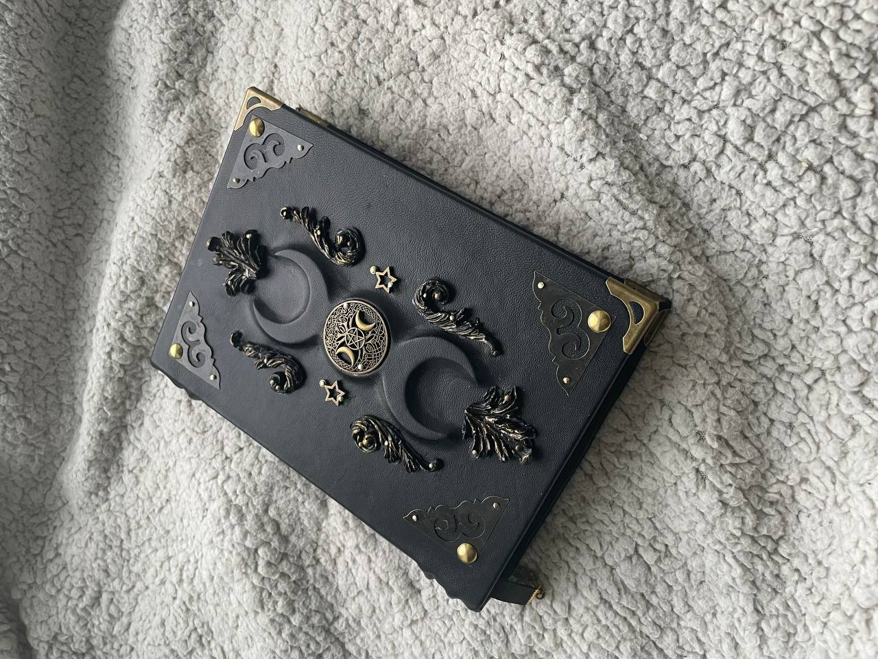 Handmade Black Moon Grimoire Leather Witchcraft Journal
