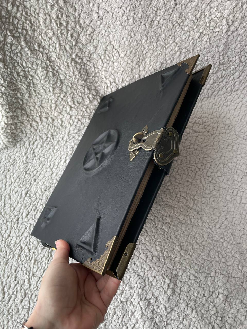 Pentagram Grimoire Binder Leather Occult Book with Elemental Symbols | Refillable Ring Grimoire